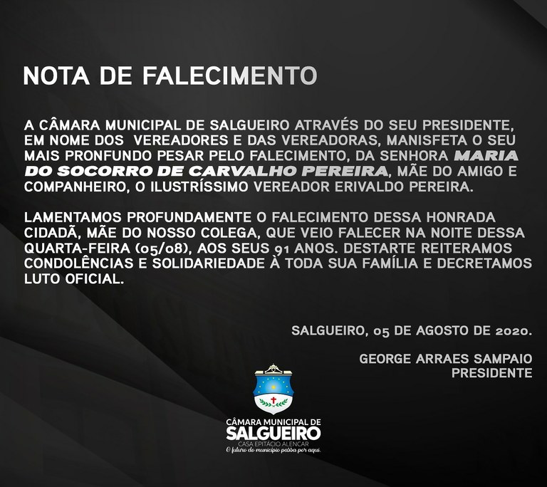 NOTA DE FALECIMENTO