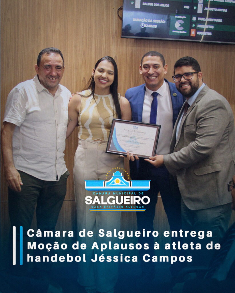 Câmara de Salgueiro entrega Moção de Aplausos à atleta de handebol Jéssica Campos